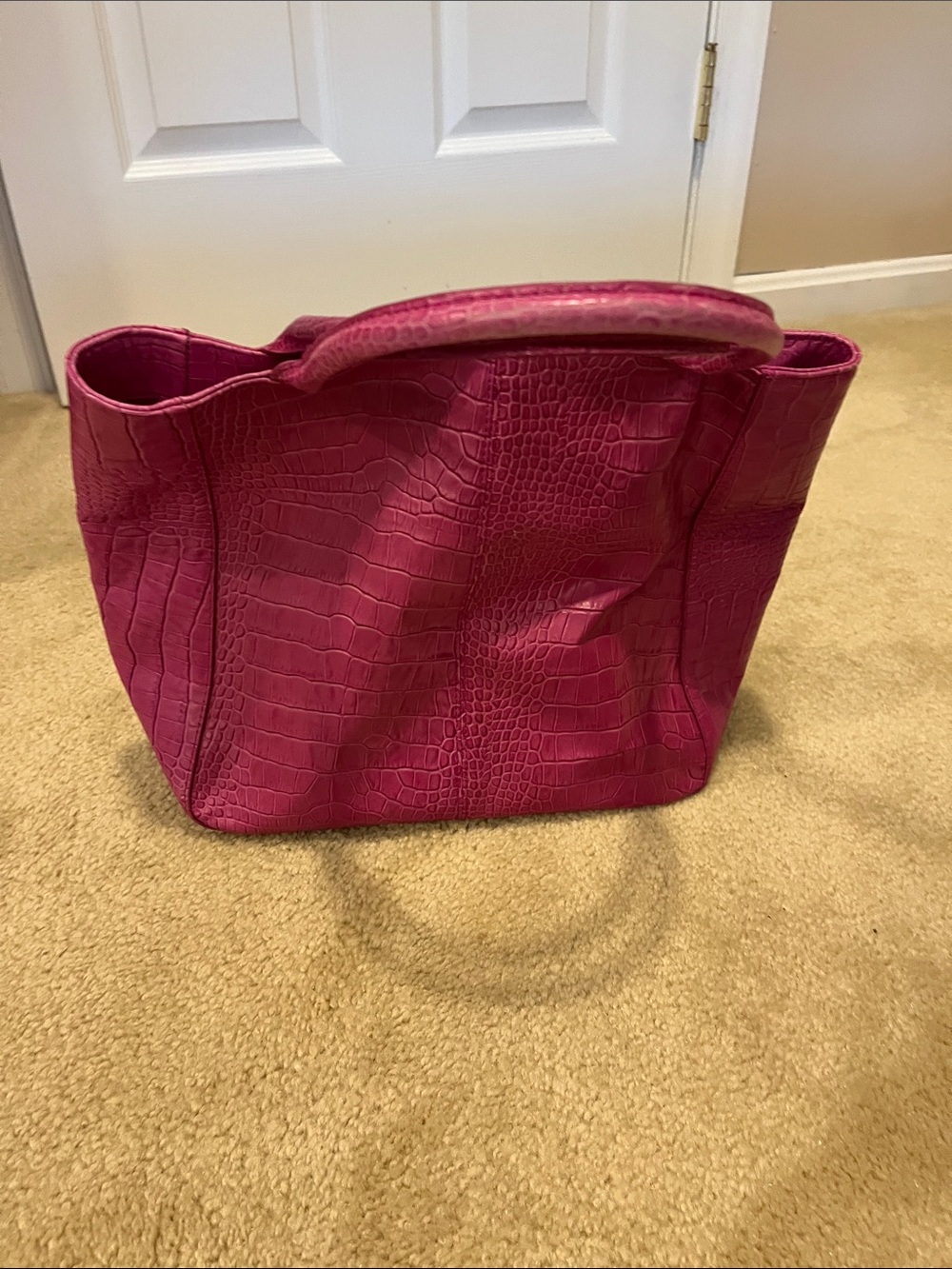 Express Fuchsia Croc-Embossed Tote Bag - Women